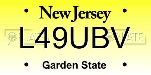 L49UBV New Jersey License Plate