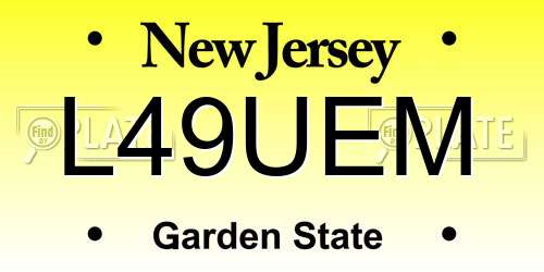 L49UEM New Jersey License Plate