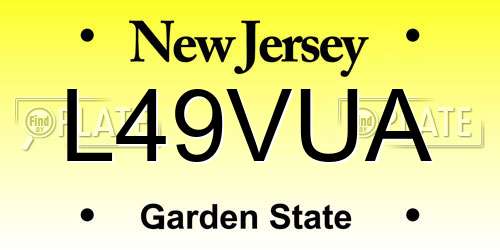 L49VUA New Jersey License Plate