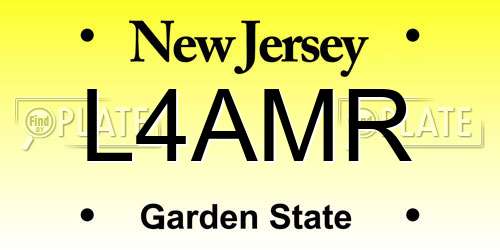 L4AMR New Jersey License Plate
