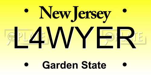 L4WYER New Jersey License Plate