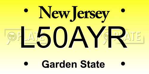 L50AYR New Jersey License Plate