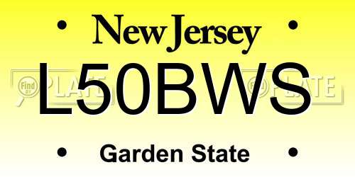 L50BWS New Jersey License Plate