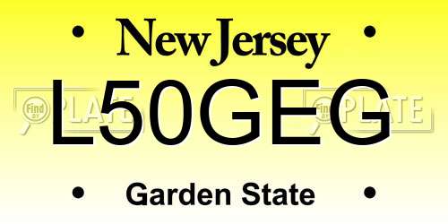 L50GEG New Jersey License Plate