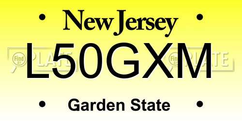 L50GXM New Jersey License Plate