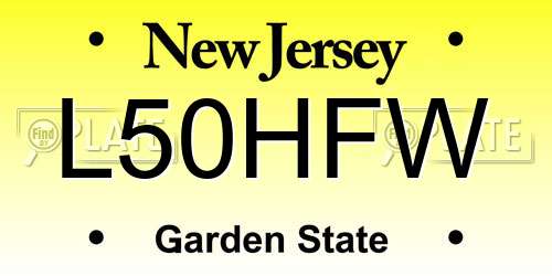 L50HFW New Jersey License Plate