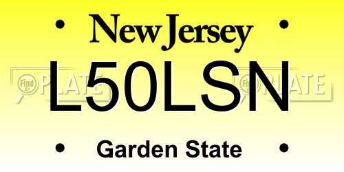 L50LSN New Jersey License Plate