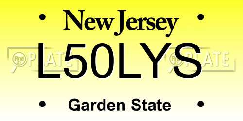 L50LYS New Jersey License Plate