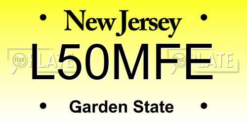 L50MFE New Jersey License Plate