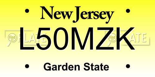 L50MZK New Jersey License Plate