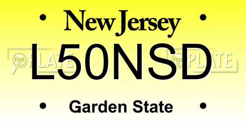 L50NSD New Jersey License Plate