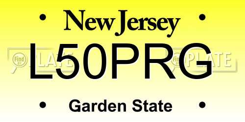 L50PRG New Jersey License Plate