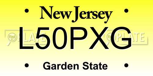 L50PXG New Jersey License Plate