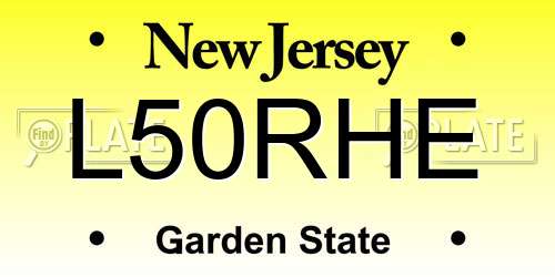 L50RHE New Jersey License Plate