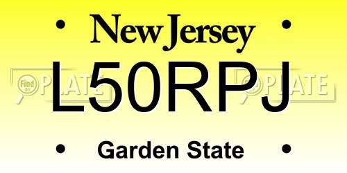 L50RPJ New Jersey License Plate