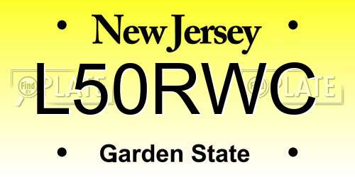 L50RWC New Jersey License Plate