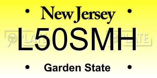 L50SMH New Jersey License Plate