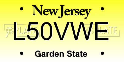 L50VWE New Jersey License Plate