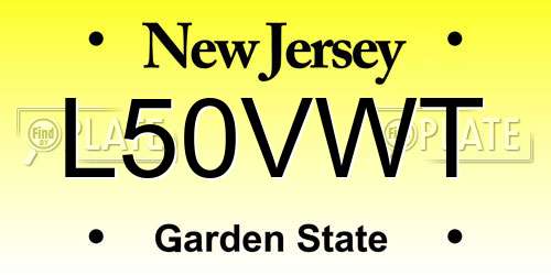 L50VWT New Jersey License Plate