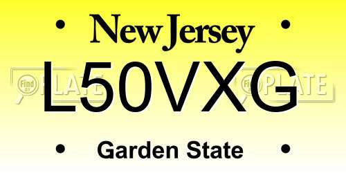 L50VXG New Jersey License Plate