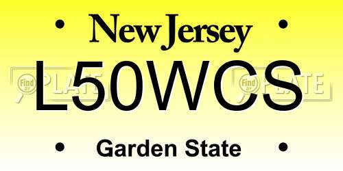 L50WCS New Jersey License Plate