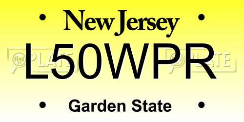 L50WPR New Jersey License Plate