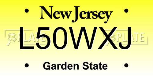 L50WXJ New Jersey License Plate
