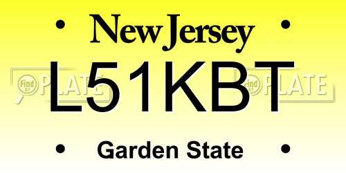 L51KBT New Jersey License Plate