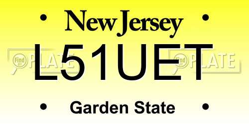 L51UET New Jersey License Plate