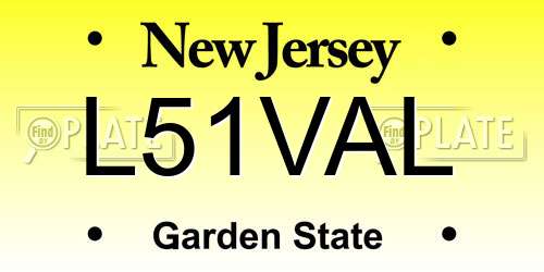 L51VAL New Jersey License Plate