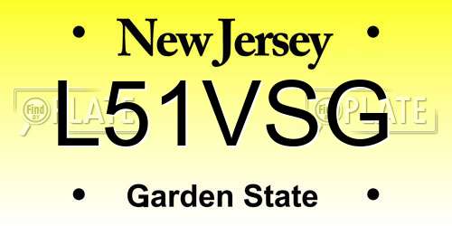 L51VSG New Jersey License Plate
