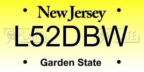 L52DBW New Jersey License Plate