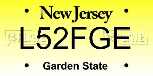 L52FGE New Jersey License Plate