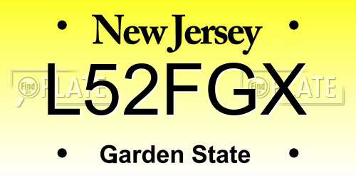 L52FGX New Jersey License Plate