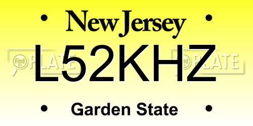 L52KHZ New Jersey License Plate