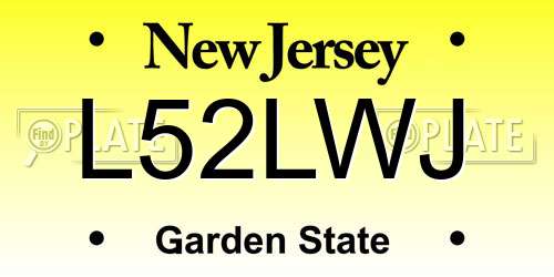 L52LWJ New Jersey License Plate
