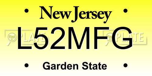 L52MFG New Jersey License Plate