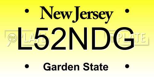 L52NDG New Jersey License Plate