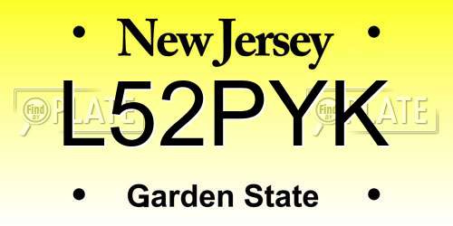 L52PYK New Jersey License Plate