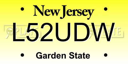 L52UDW New Jersey License Plate