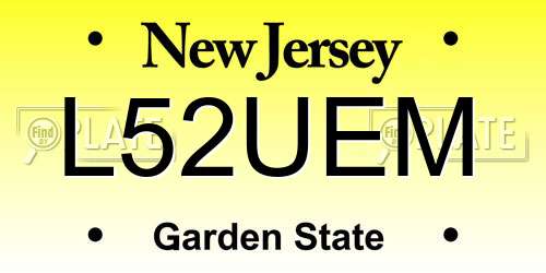 L52UEM New Jersey License Plate