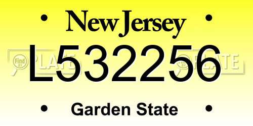 L532256 New Jersey License Plate