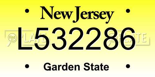 L532286 New Jersey License Plate