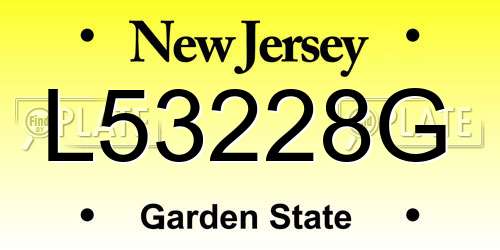 L53228G New Jersey License Plate