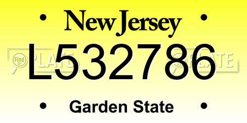 L532786 New Jersey License Plate