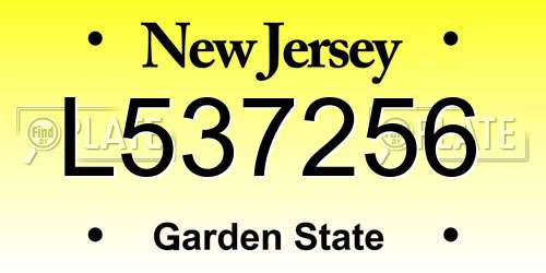 L537256 New Jersey License Plate