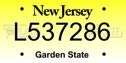 L537286 New Jersey License Plate
