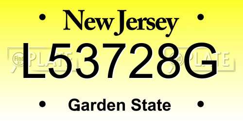 L53728G New Jersey License Plate