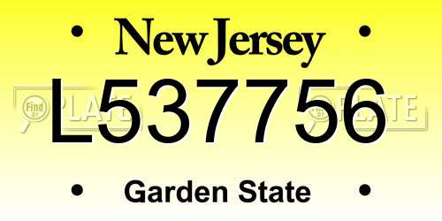 L537756 New Jersey License Plate