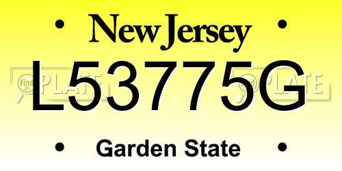 L53775G New Jersey License Plate